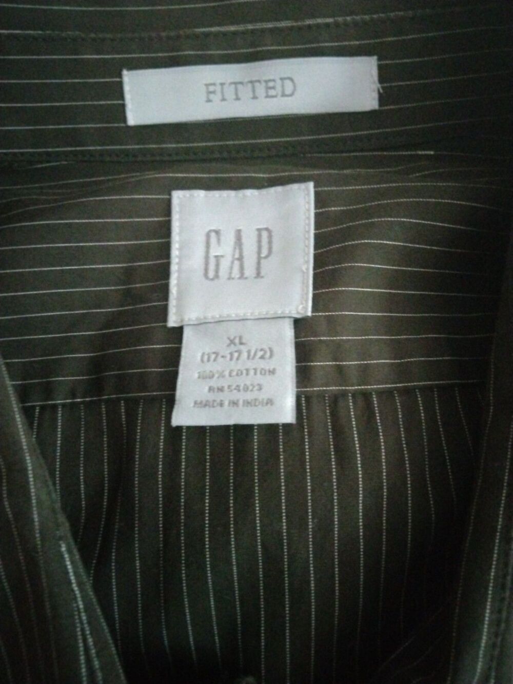 Gap Fitted Button Up Shirt Mens XL Black/White Striped Long Sleeve 17-17.5